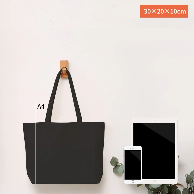 Black Tote Bag Large Canvas