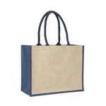 Laminated Jute Supermarket Bag with Blue Handles and Gussets